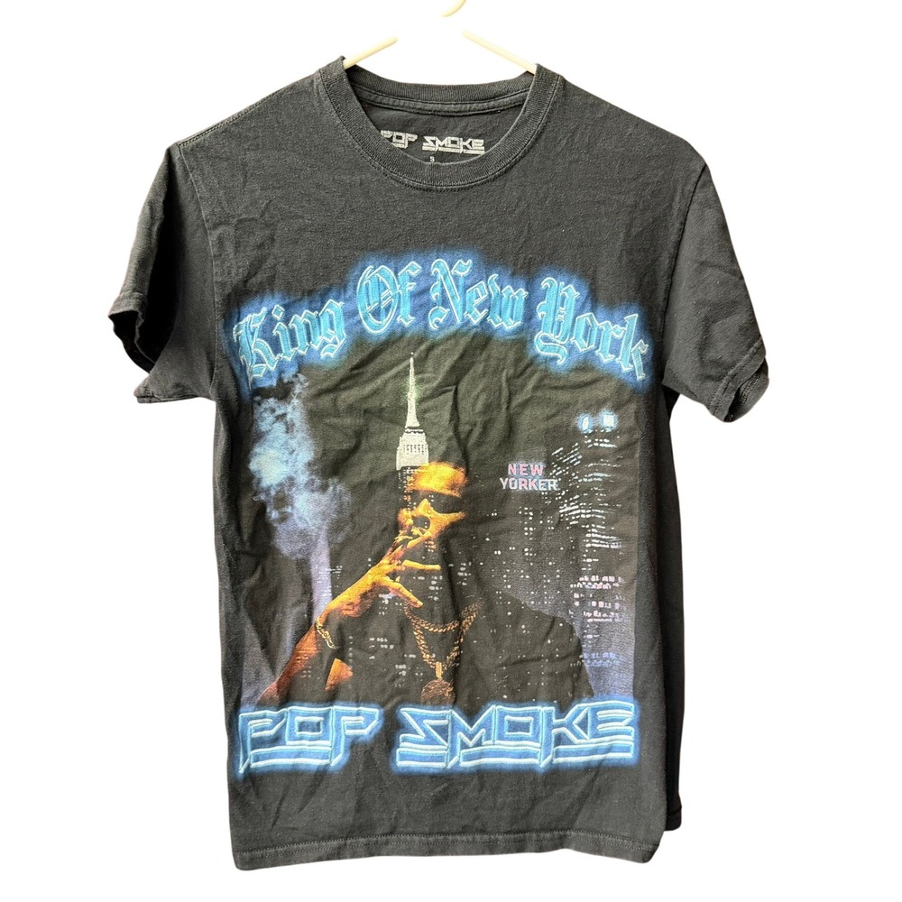 Pop Smoke T-Shirt Mens Small Black King Of New York Graphic Tee Short Sleeve